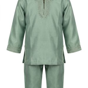 Ensemble Cérémonie Garçon Tunique et Pantalon Vert Amande — Âge : 8 years - main white