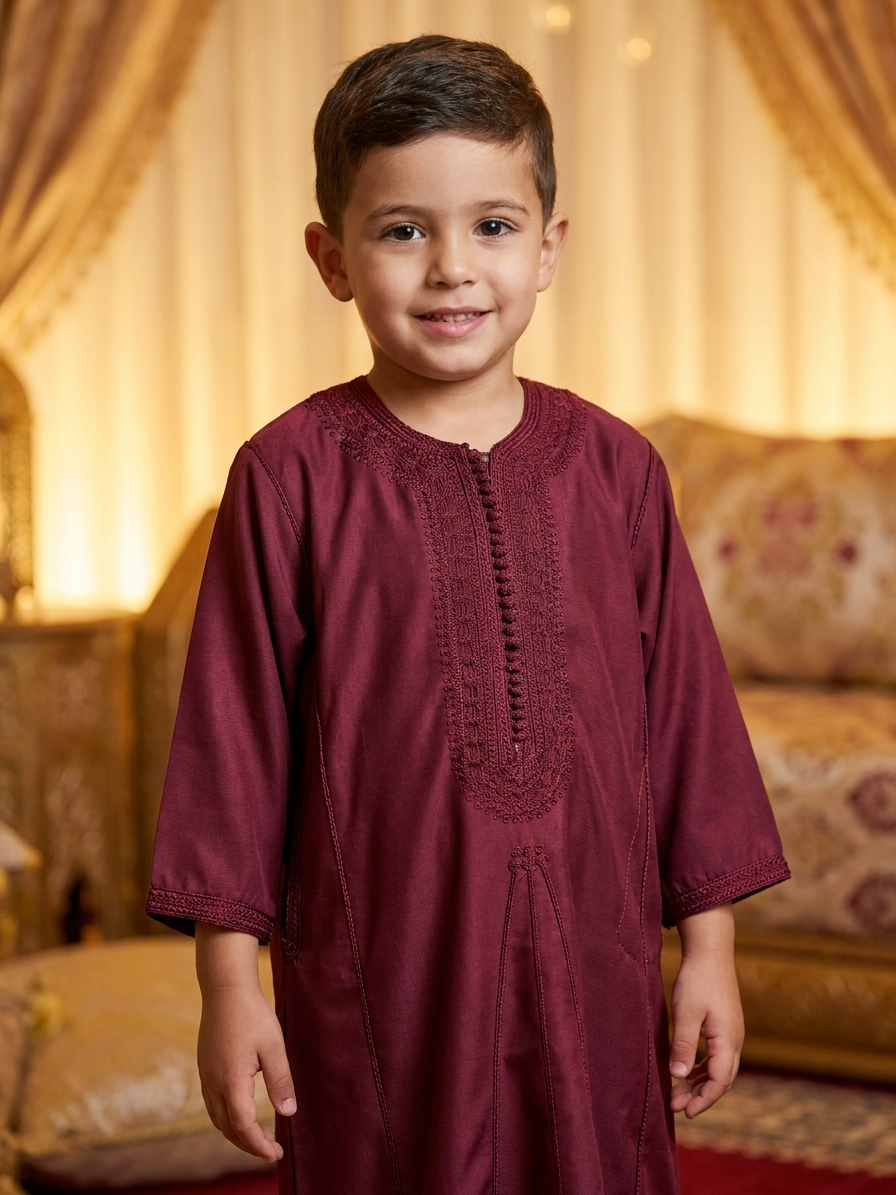Caftan Sharga Premium Bordeaux - worn festive