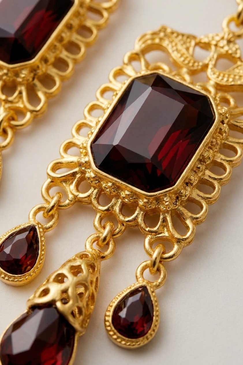 Boucles d'Oreilles Chandelier en Filigrane - detail zoom