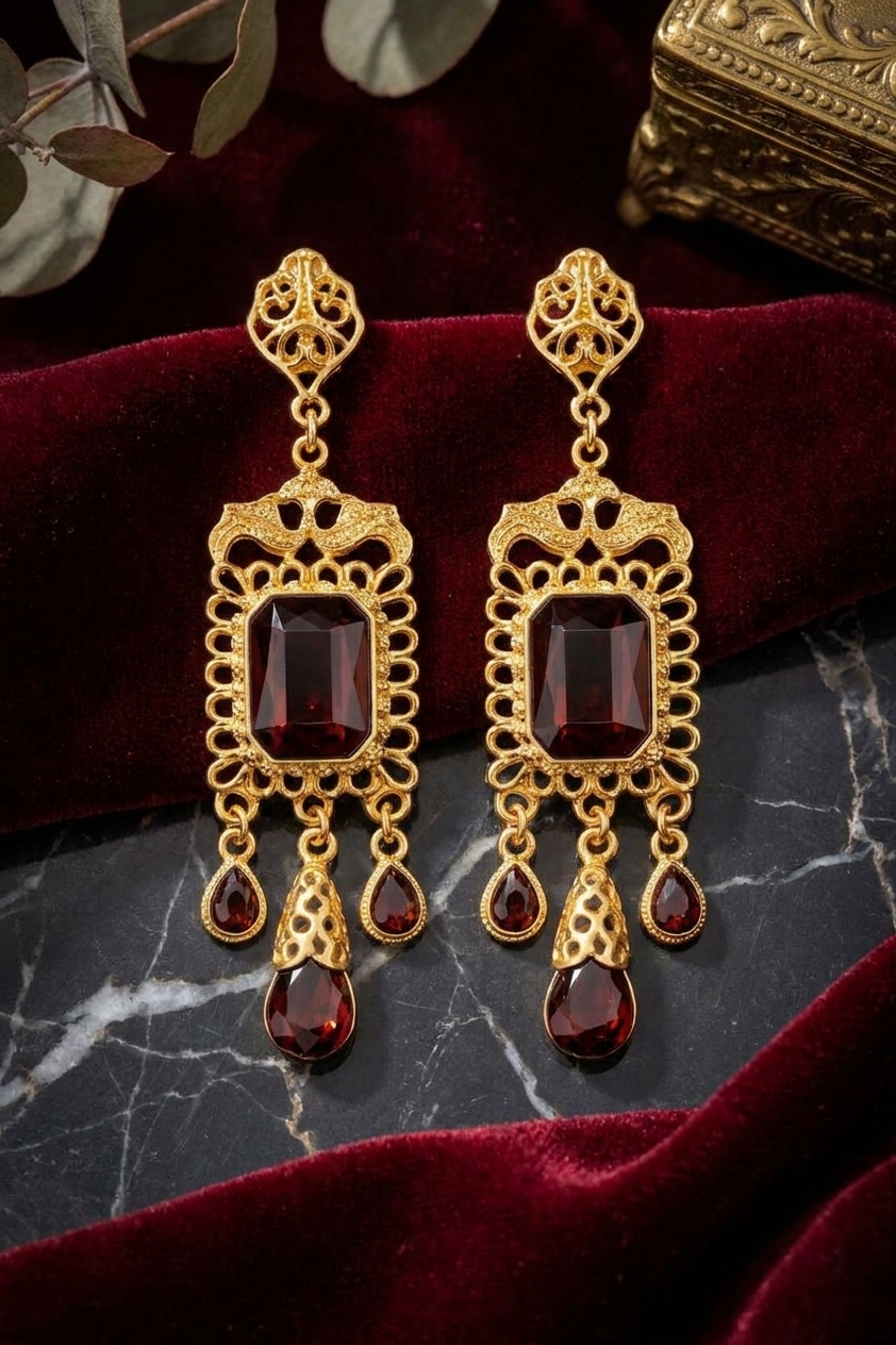 Boucles d'Oreilles Chandelier en Filigrane - lifestyle