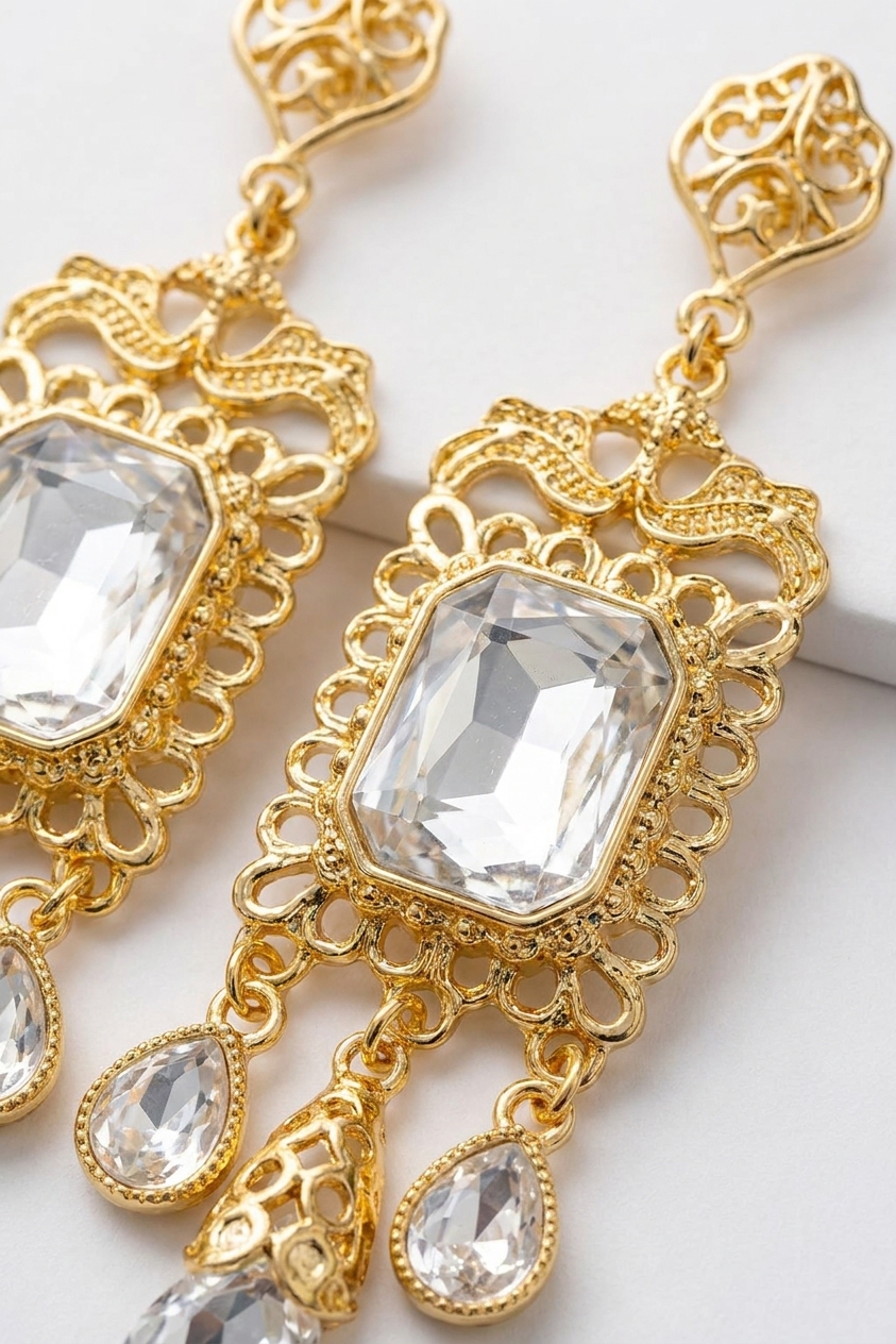 Boucles d'Oreilles Chandelier en Filigrane - detail zoom