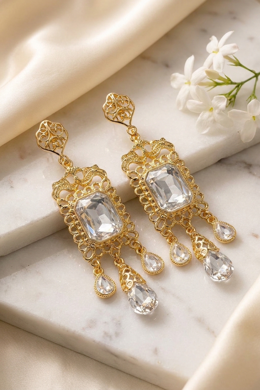 Boucles d'Oreilles Chandelier en Filigrane - lifestyle