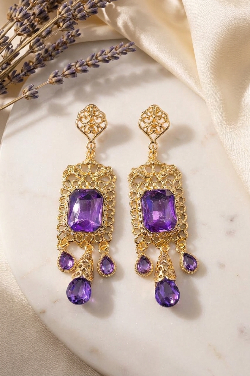 Boucles d'Oreilles Chandelier en Filigrane - lifestyle