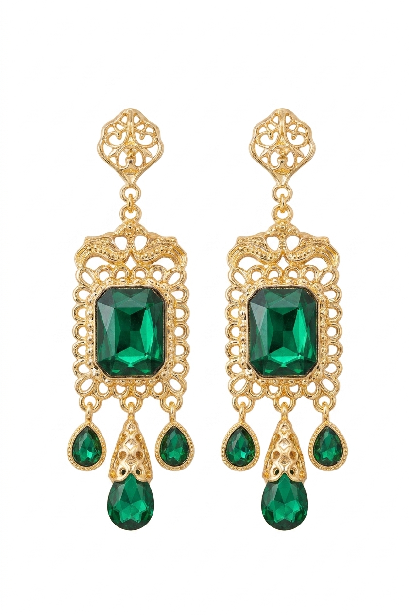 Boucles d'Oreilles Chandelier en Filigrane - main white