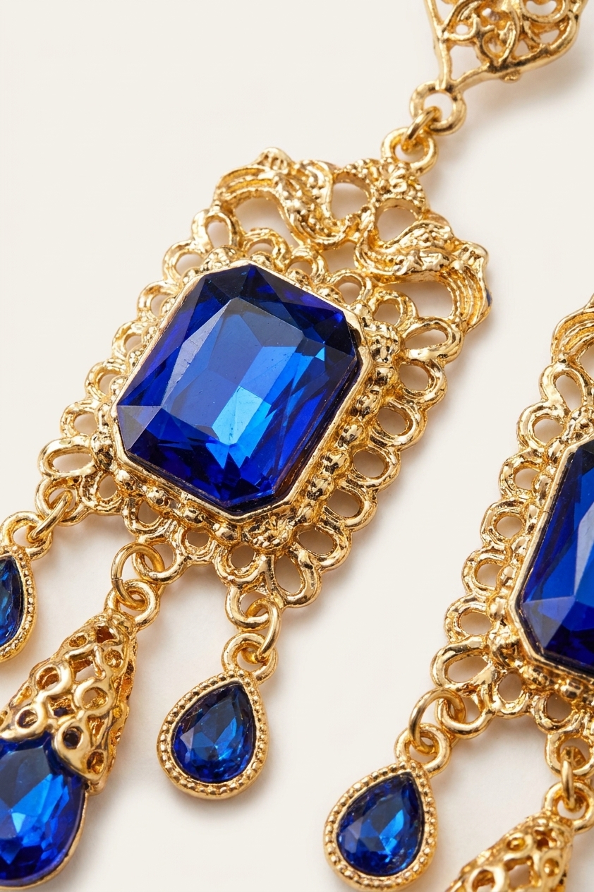 Boucles d'Oreilles Chandelier en Filigrane - detail zoom