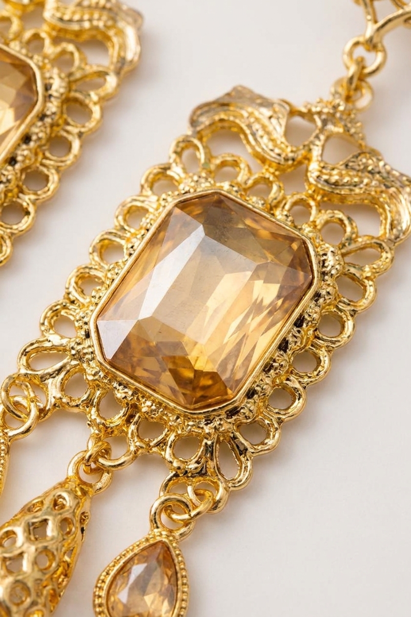 Boucles d'Oreilles Chandelier en Filigrane - detail zoom