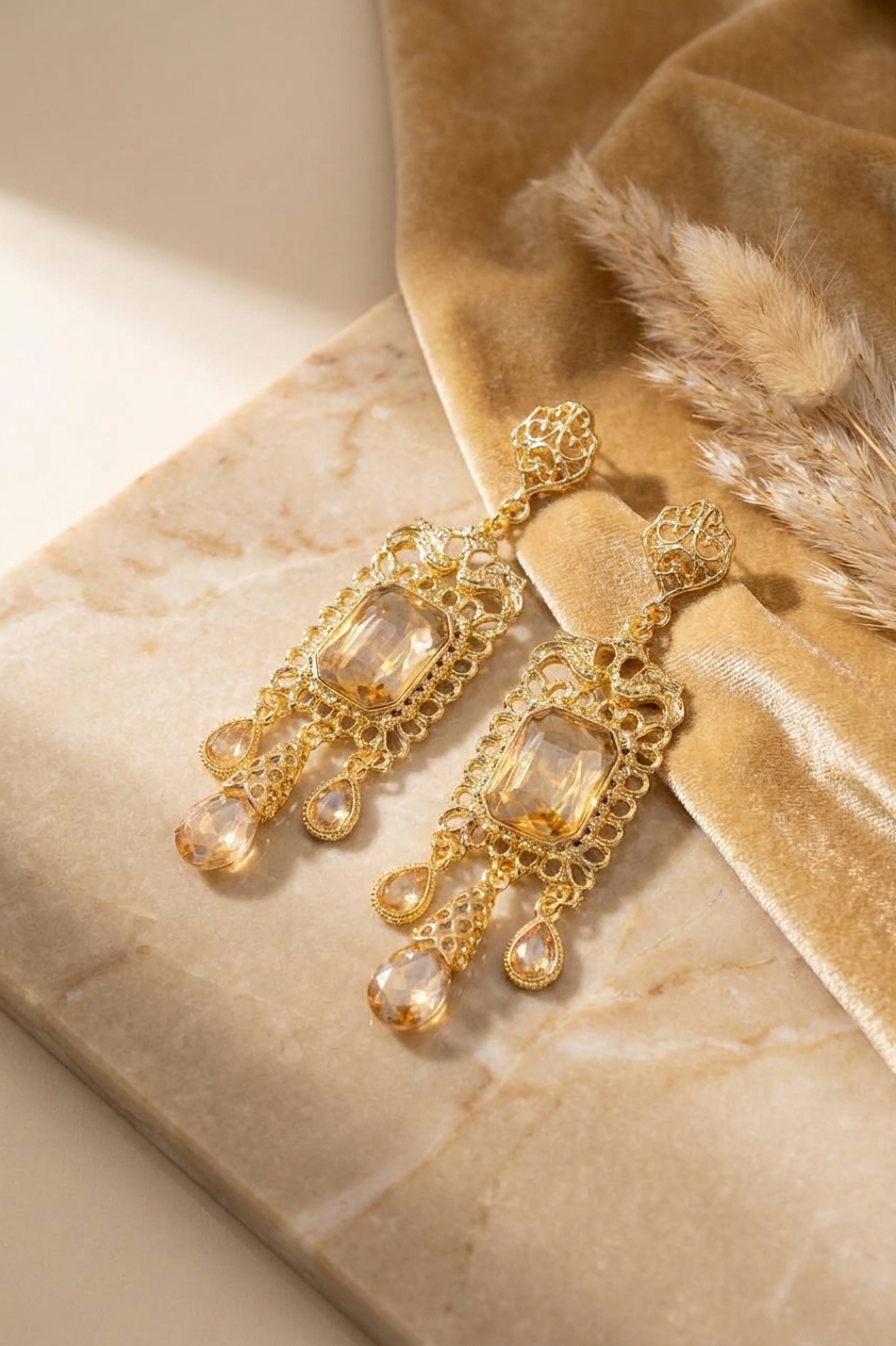 Boucles d'Oreilles Chandelier en Filigrane - lifestyle