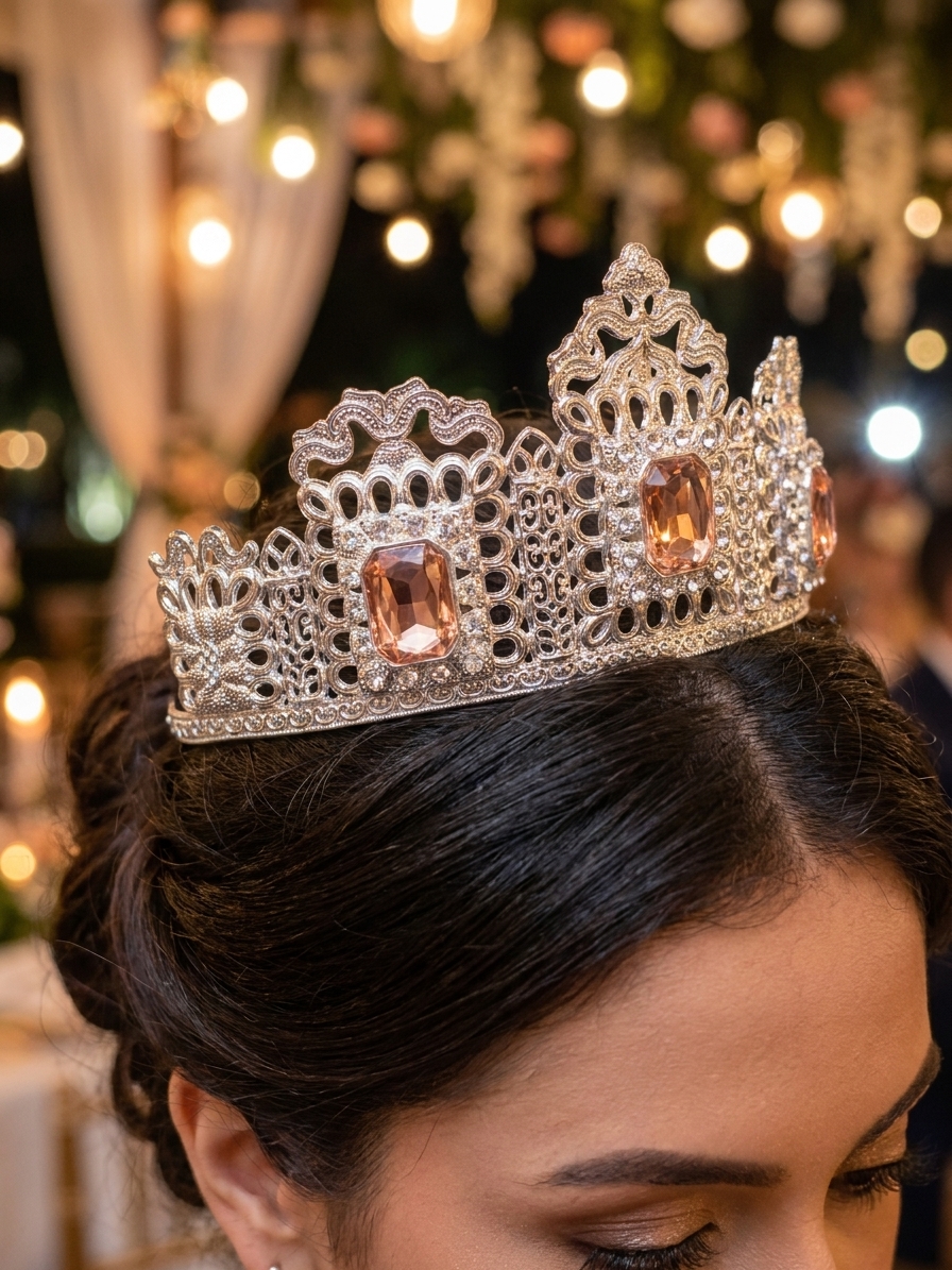 Couronne Majestueuse aux Motifs Arabesques - worn festive