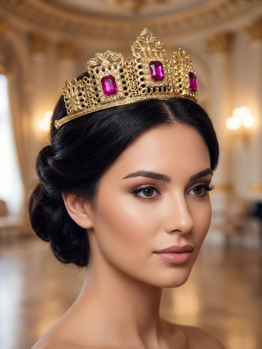 Couronne Majestueuse aux Motifs Arabesques - worn festive