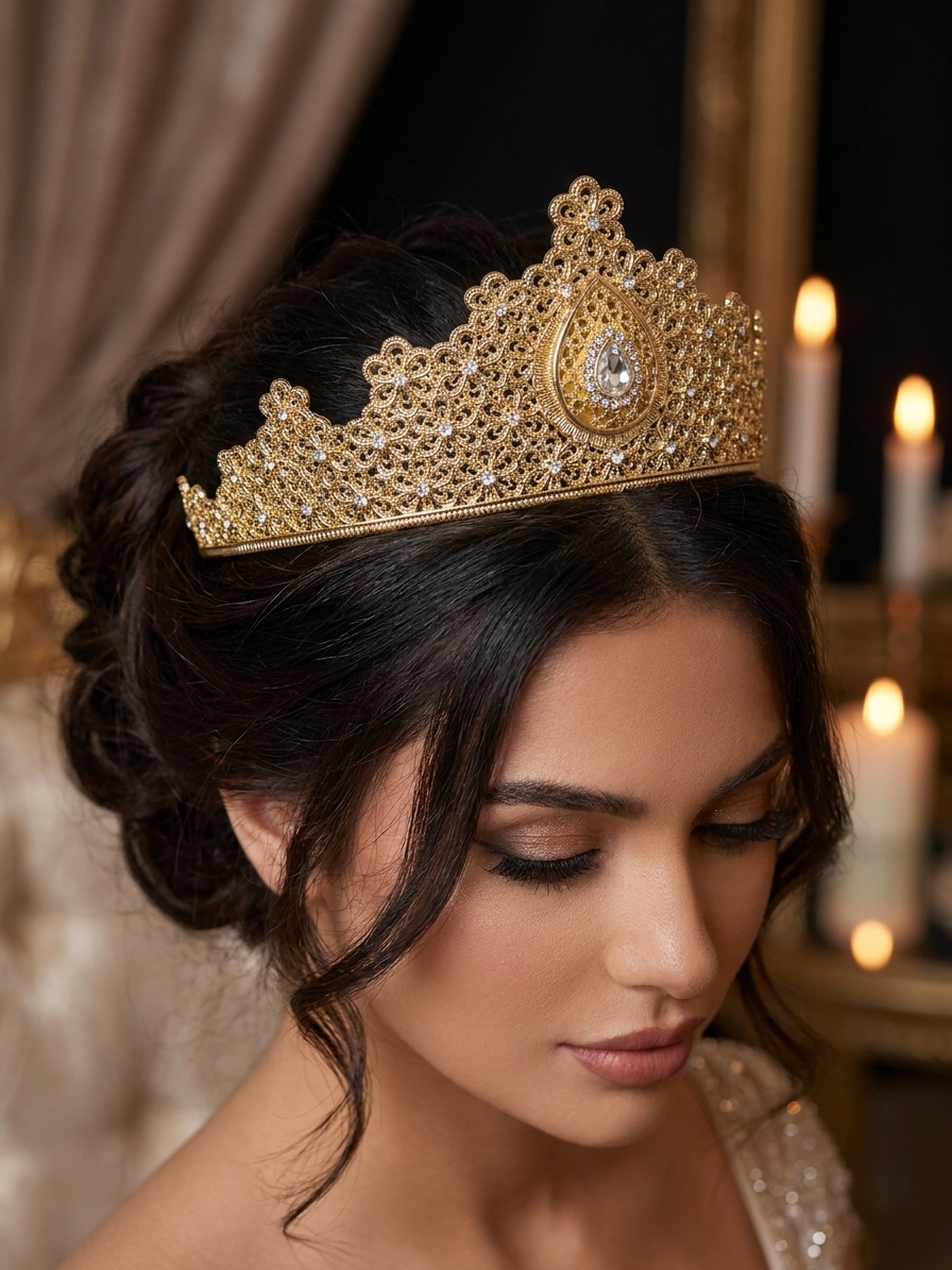 Diadème Royal de Princesse en Strass - worn festive
