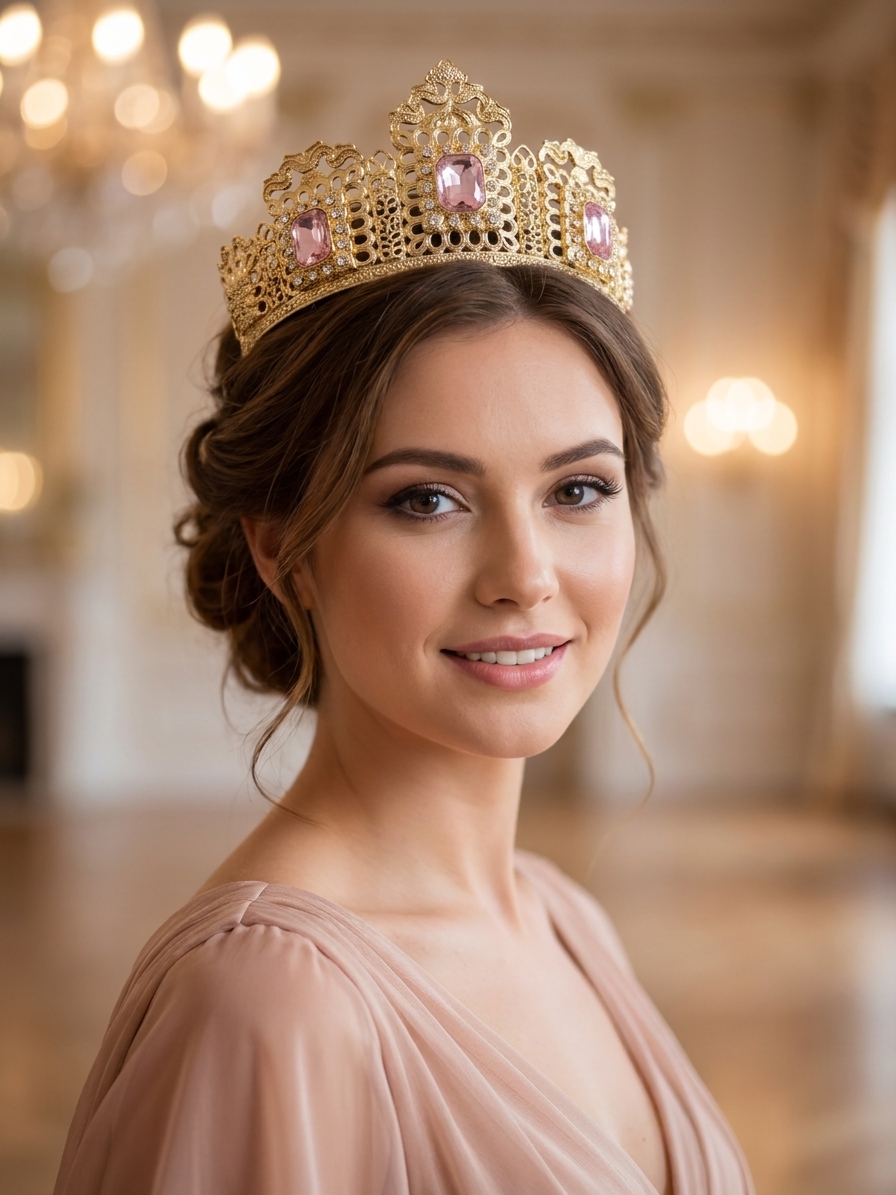 Couronne Majestueuse aux Motifs Arabesques - worn festive