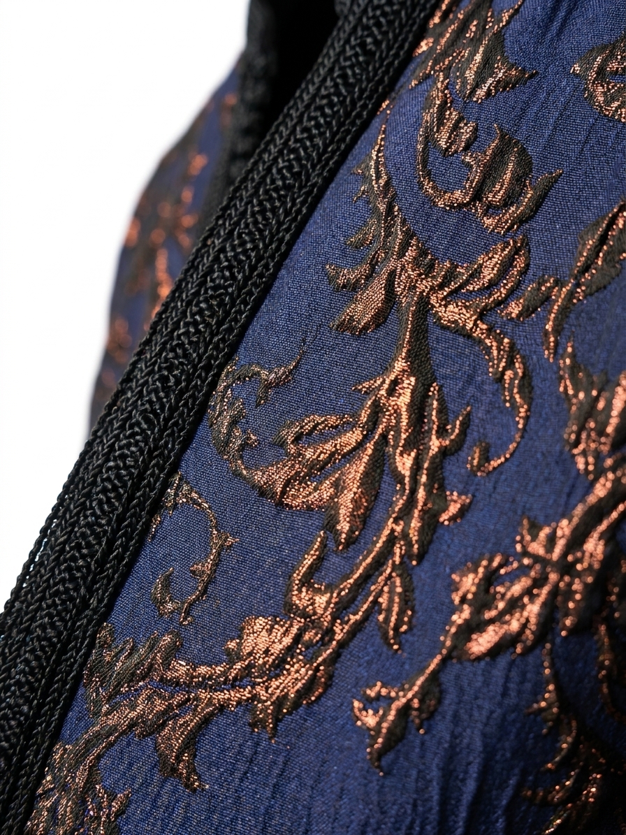 Gilet Long en Brocart Floral - detail zoom