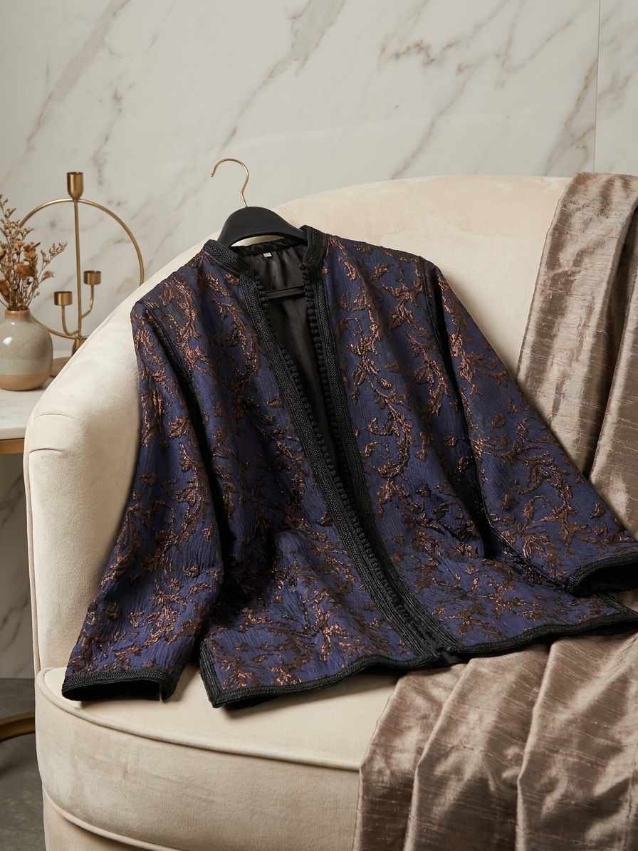 Gilet Long en Brocart Floral - lifestyle
