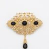 Broche Kenza à Pendentif Goutte Black - packshot fond blanc