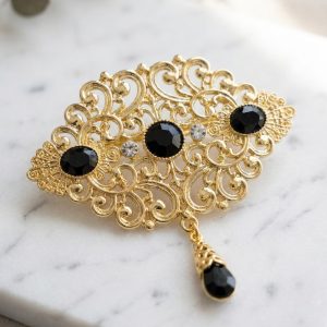 Broche Orientale à Pendentif Goutte - detail zoom