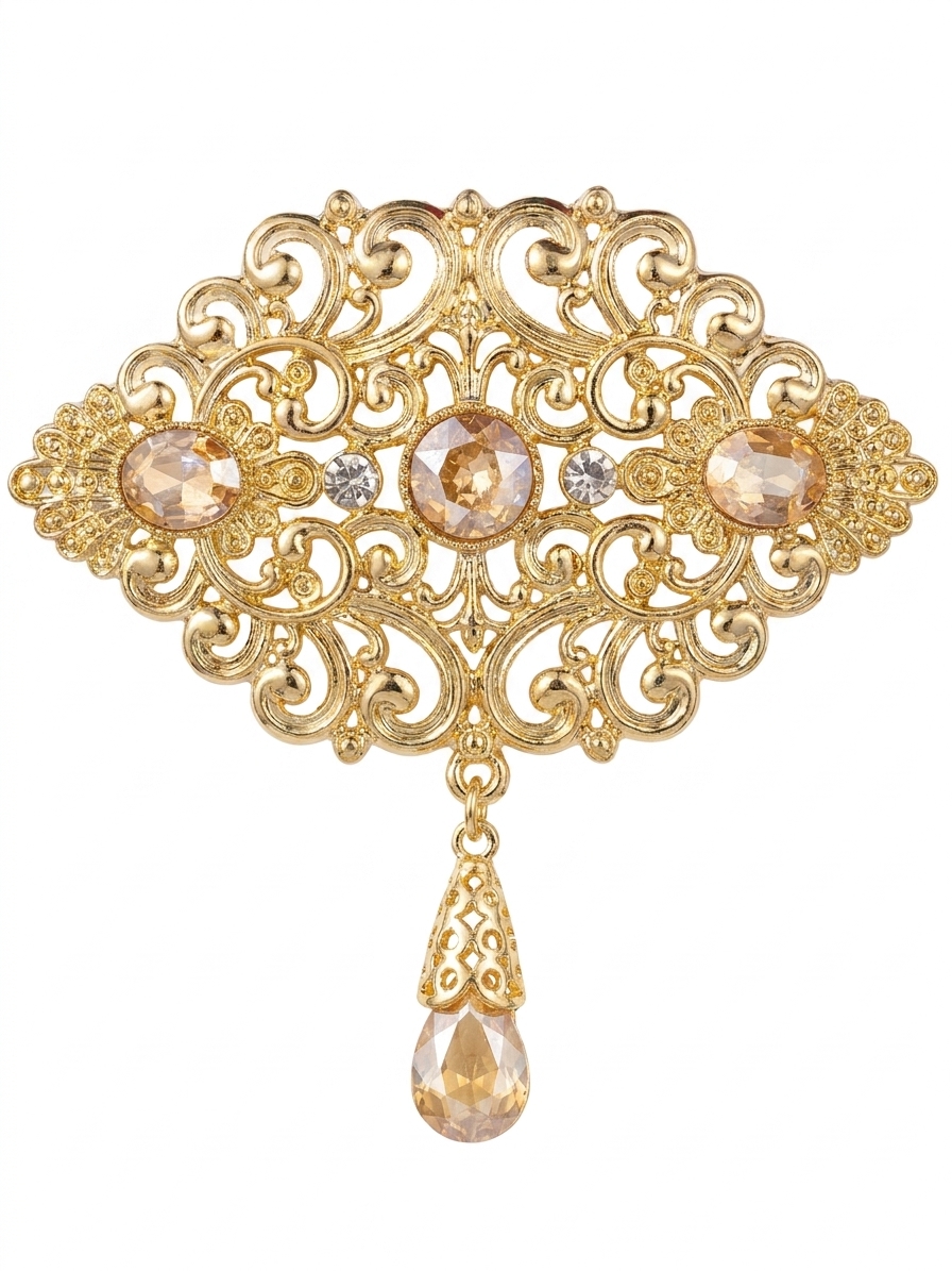 Broche Orientale à Pendentif Goutte - main white