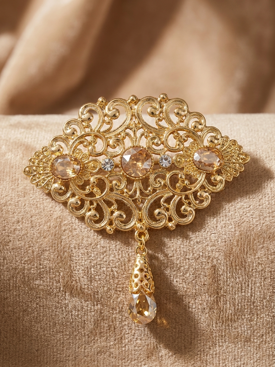 Broche Orientale à Pendentif Goutte - lifestyle