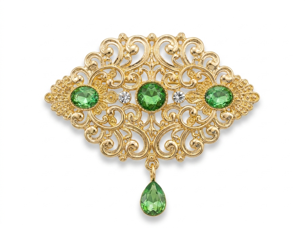 Broche Orientale à Pendentif Goutte - main white