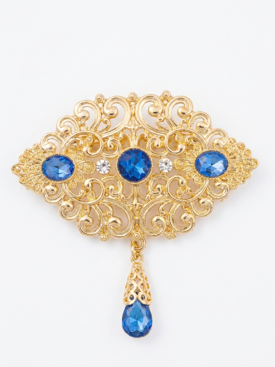 Broche Orientale à Pendentif Goutte - main white