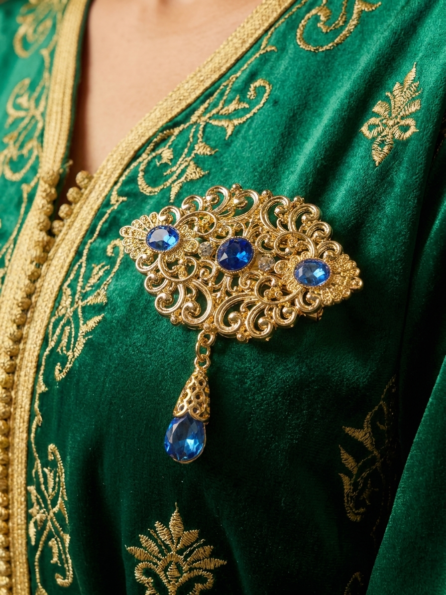 Broche Orientale à Pendentif Goutte - worn festive