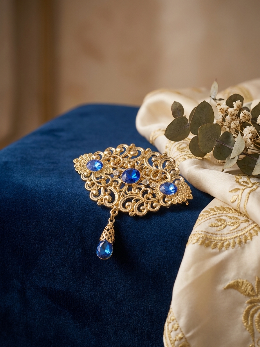 Broche Orientale à Pendentif Goutte - lifestyle