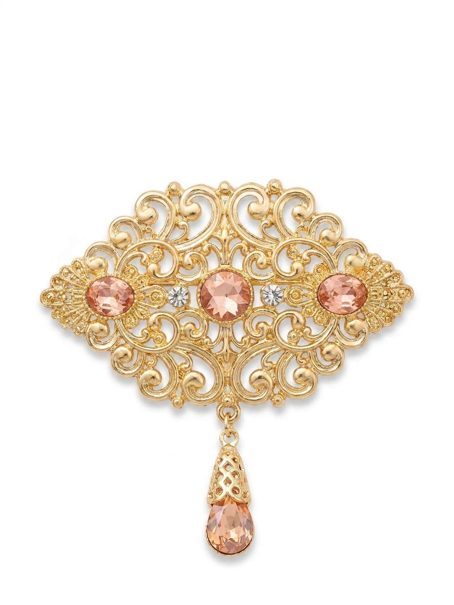 Broche Orientale à Pendentif Goutte - main white
