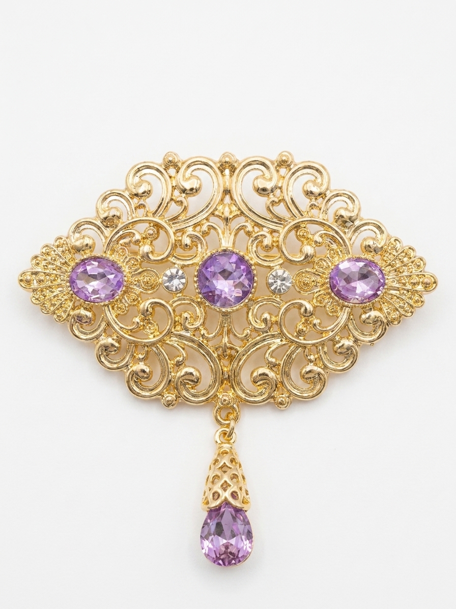 Broche Orientale à Pendentif Goutte - main white