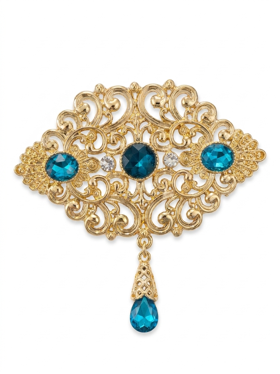 Broche Orientale à Pendentif Goutte - main white