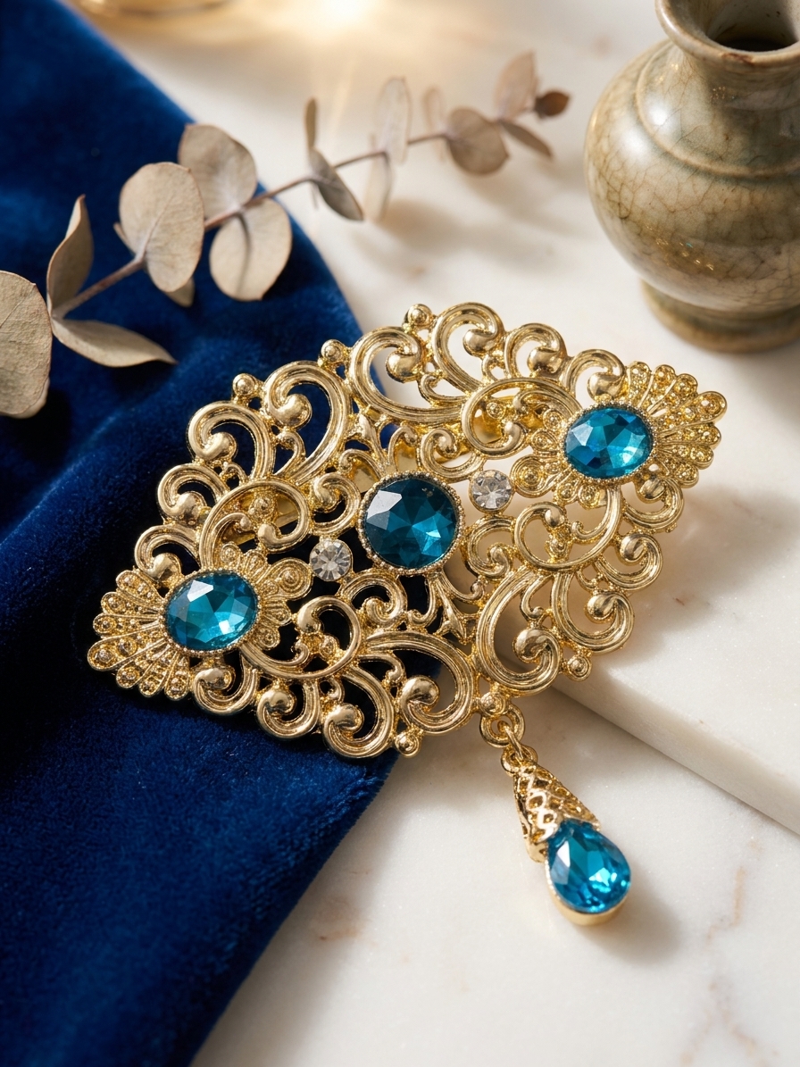 Broche Orientale à Pendentif Goutte - lifestyle