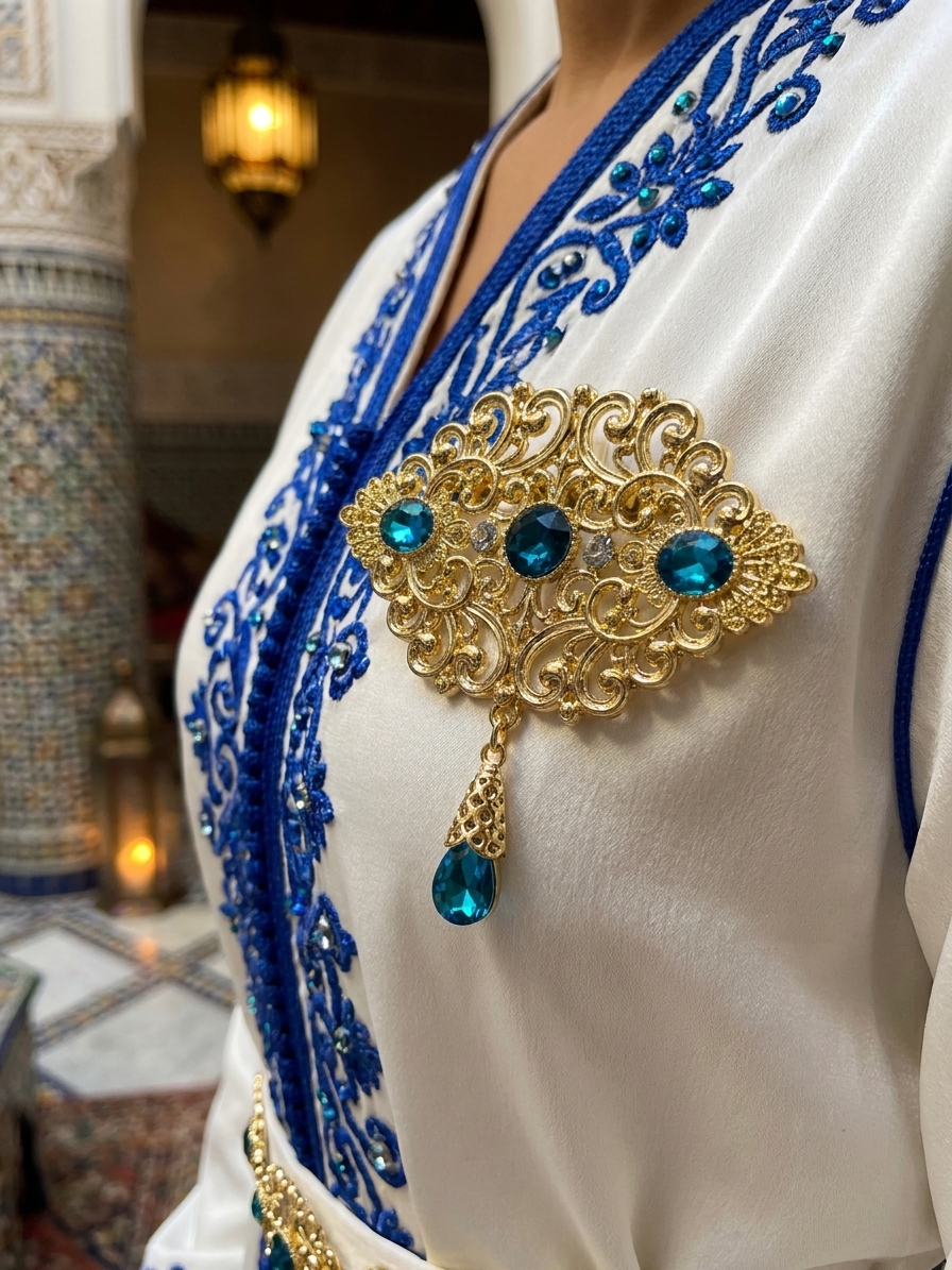 Broche Orientale à Pendentif Goutte - worn festive