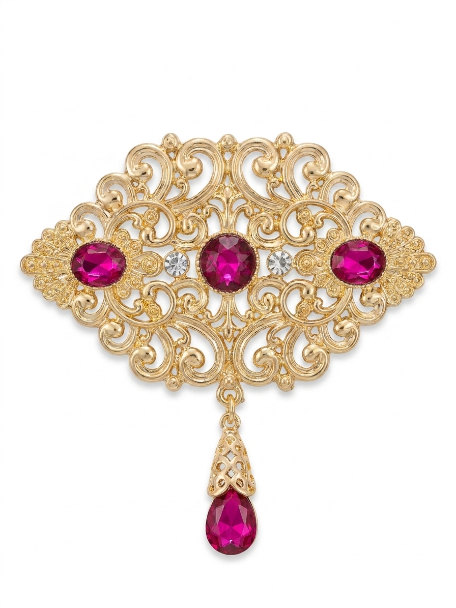 Broche Orientale à Pendentif Goutte - main white