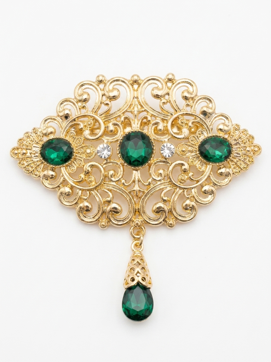 Broche Orientale à Pendentif Goutte - main white