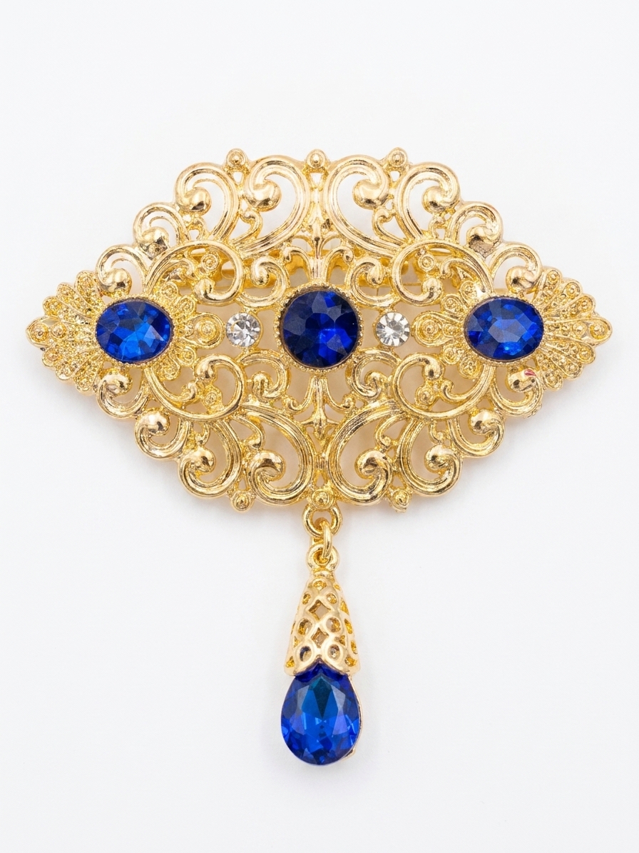 Broche Orientale à Pendentif Goutte - main white