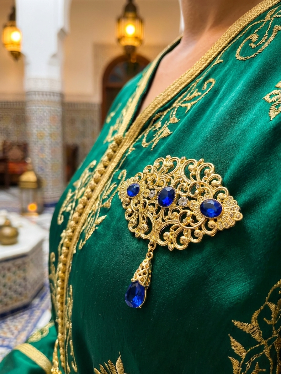 Broche Orientale à Pendentif Goutte - worn festive