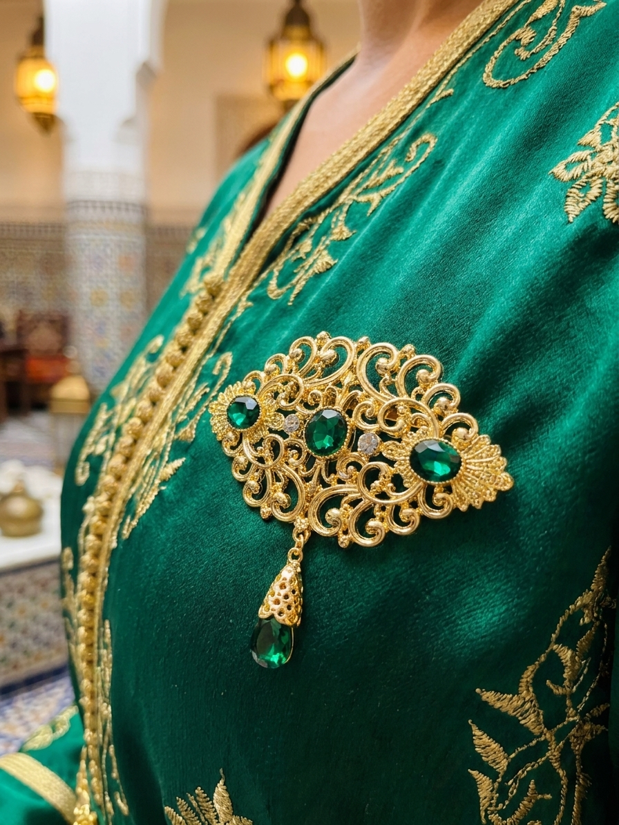 Broche Orientale à Pendentif Goutte - worn festive