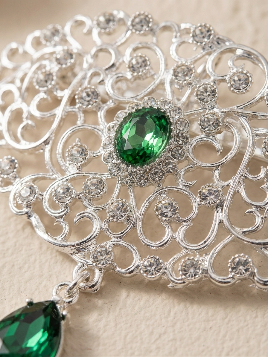 Broche Ornementale avec Pendentif - detail zoom