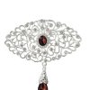Broche Ornementale avec Pendentif - main white
