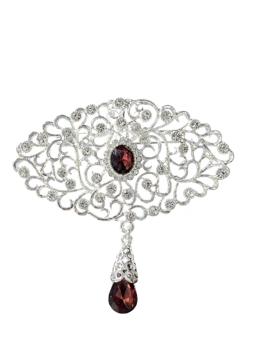 Broche Ornementale avec Pendentif - main white