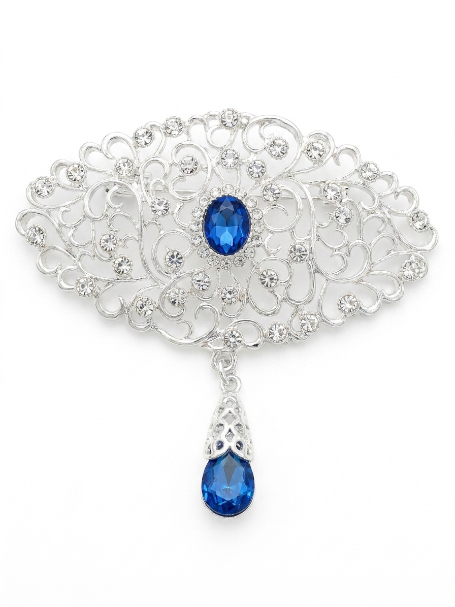 Broche Ornementale avec Pendentif - main white