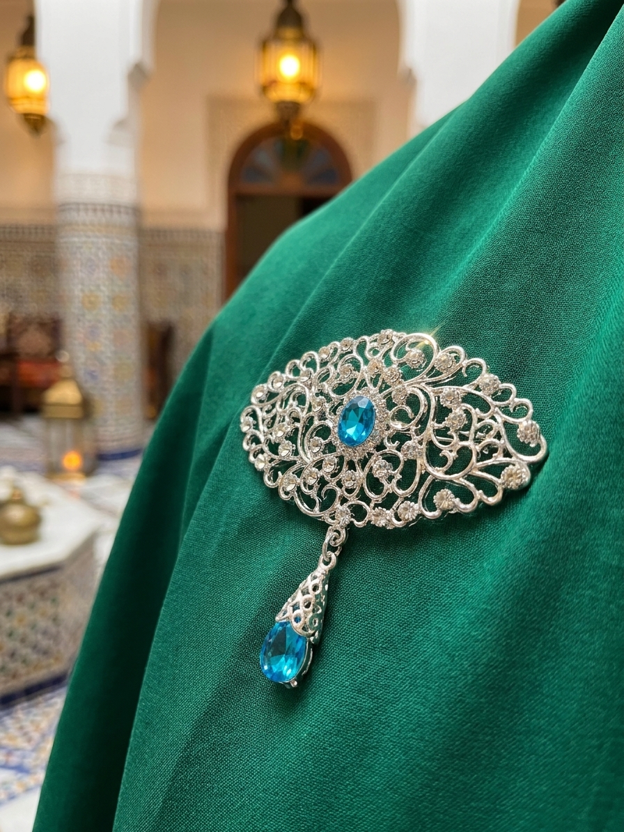 Broche Ornementale avec Pendentif - worn festive