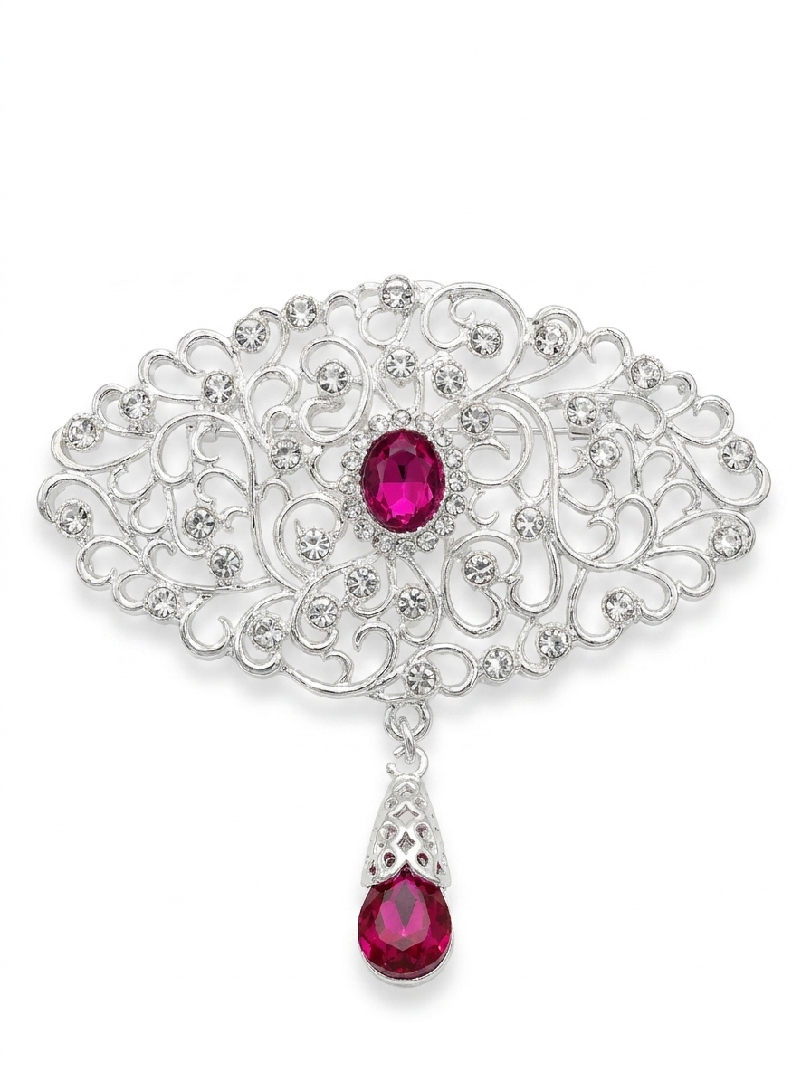 Broche Ornementale avec Pendentif - main white