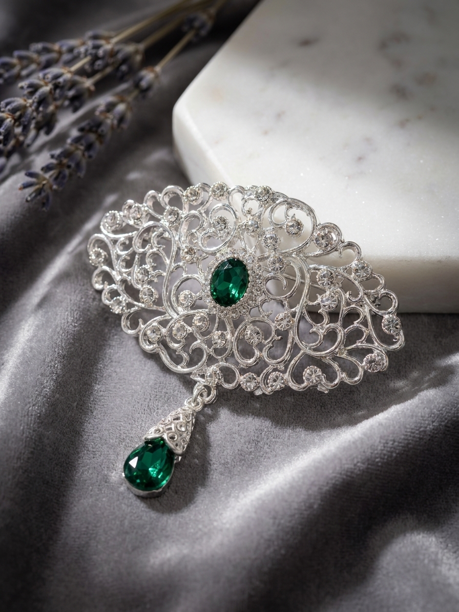 Broche Ornementale avec Pendentif - lifestyle