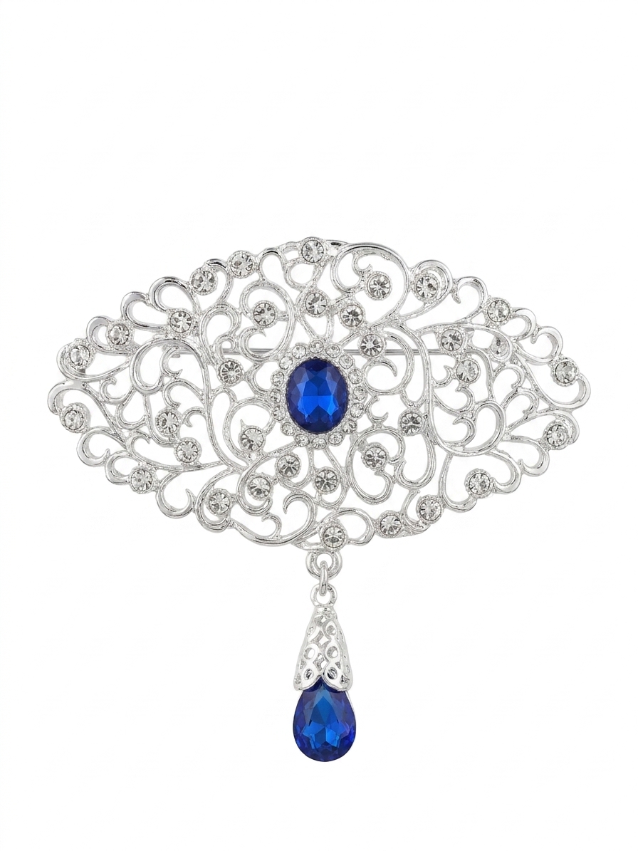 Broche Ornementale avec Pendentif - main white