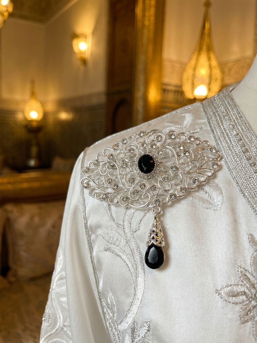 Broche Ornementale avec Pendentif - worn festive