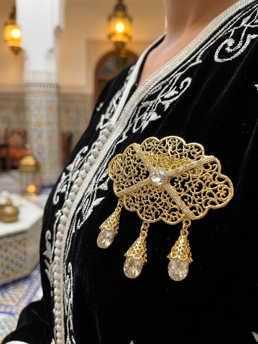 Broche Orientale Lina - worn festive