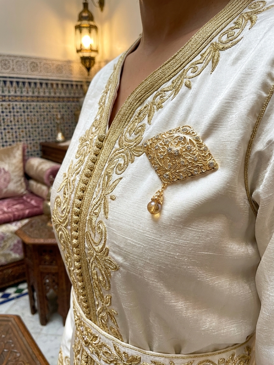 Broche Ornementale Kenza - worn festive