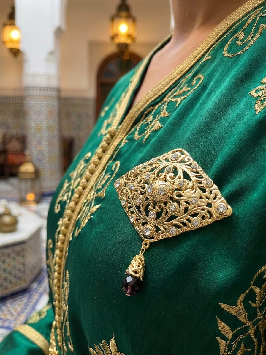 Broche Ornementale Kenza - worn festive