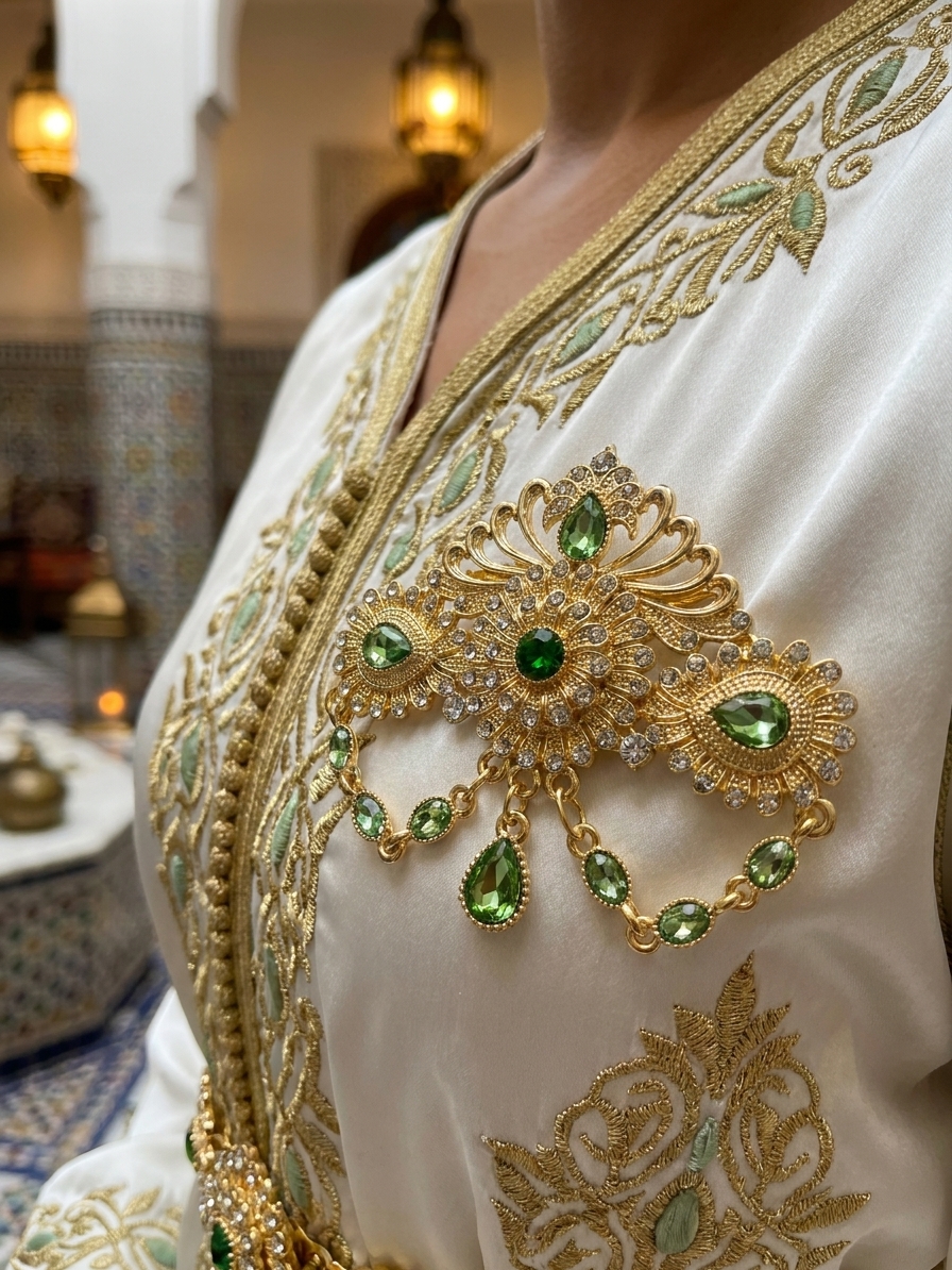 Broche Ornementale Majestueuse à Pampilles - worn festive