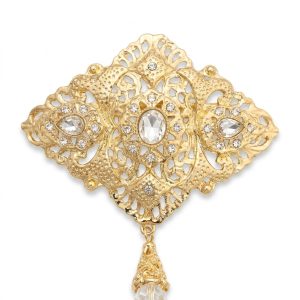 Broche Orientale à Pendentif Goutte White - packshot fond blanc