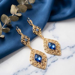 Boucles d'Oreilles Pendantes Style Oriental Baby blue - lifestyle